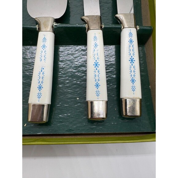 Caravelle Regent Sheffield 5 Pc Buffet Set Blue Snowflake Starburst Pattern - Picture 9 of 9